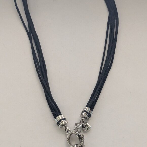 BRIGHTON Toggle Charm Black Glass Corded Necklace - Picture 2 of 6